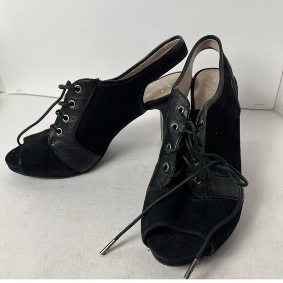 Isaac Mizrahi Shoes - Isaac Mizrahi Live Imtessa Black Lace Slingback Heels 6M